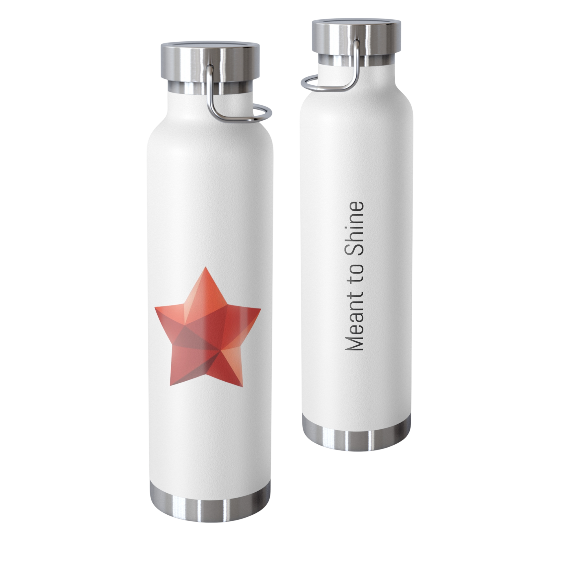 School Gems insulated water bottle with Star design and “Meant to Shine” slogan in orange and red tones