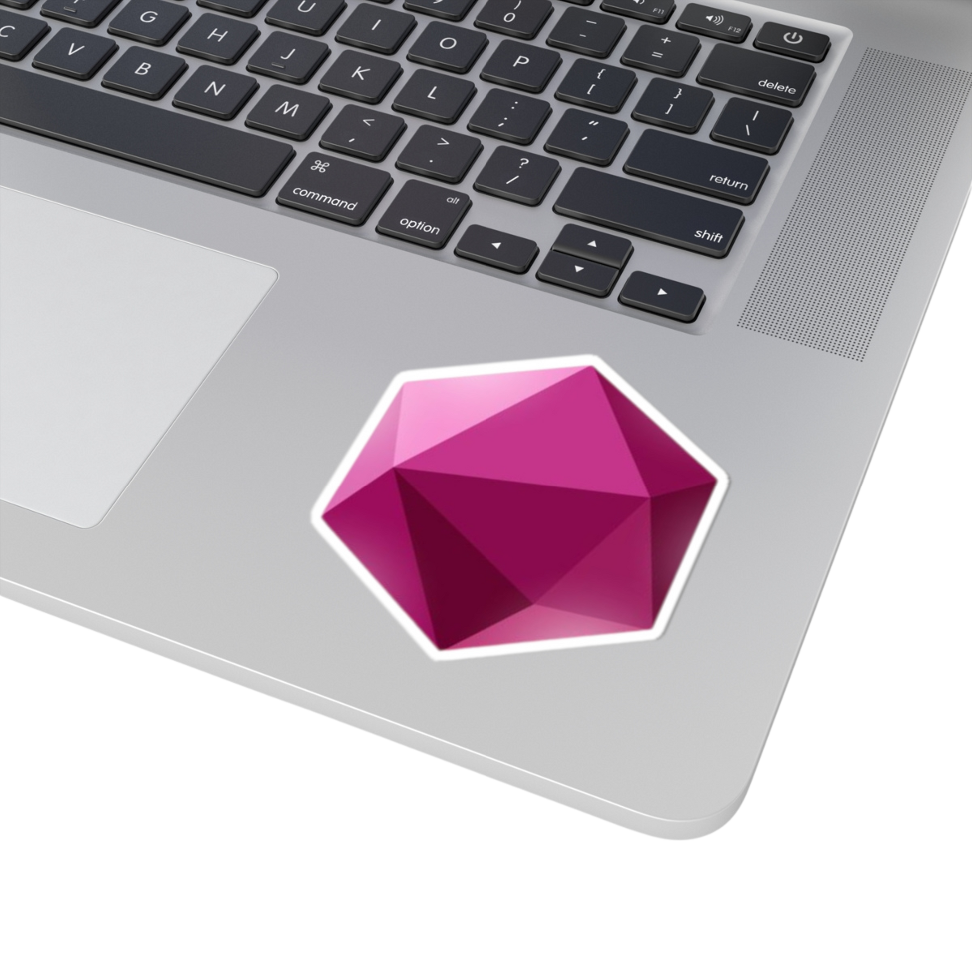 3x3 inch Hexagon sticker on a laptop – perfectly balanced and bright