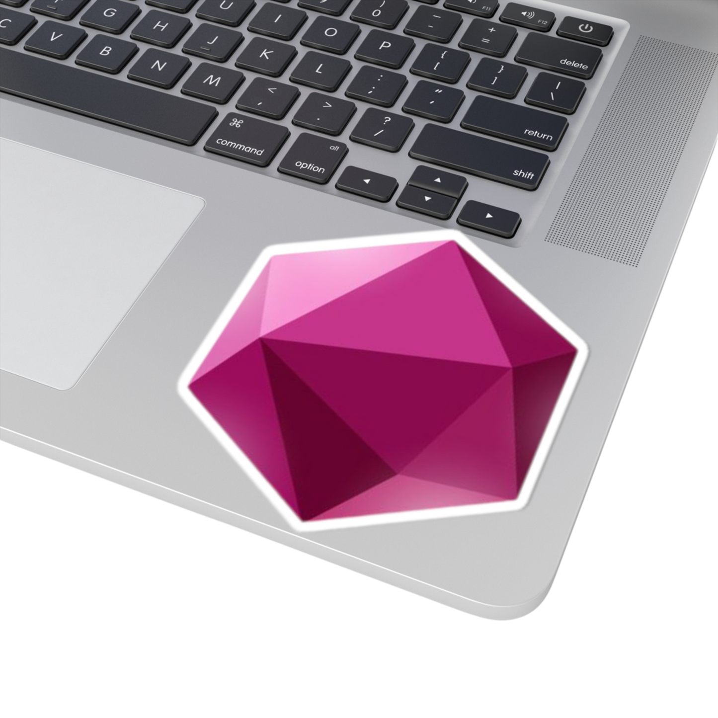4x4 inch Hexagon sticker on a laptop – bold display of logic and order