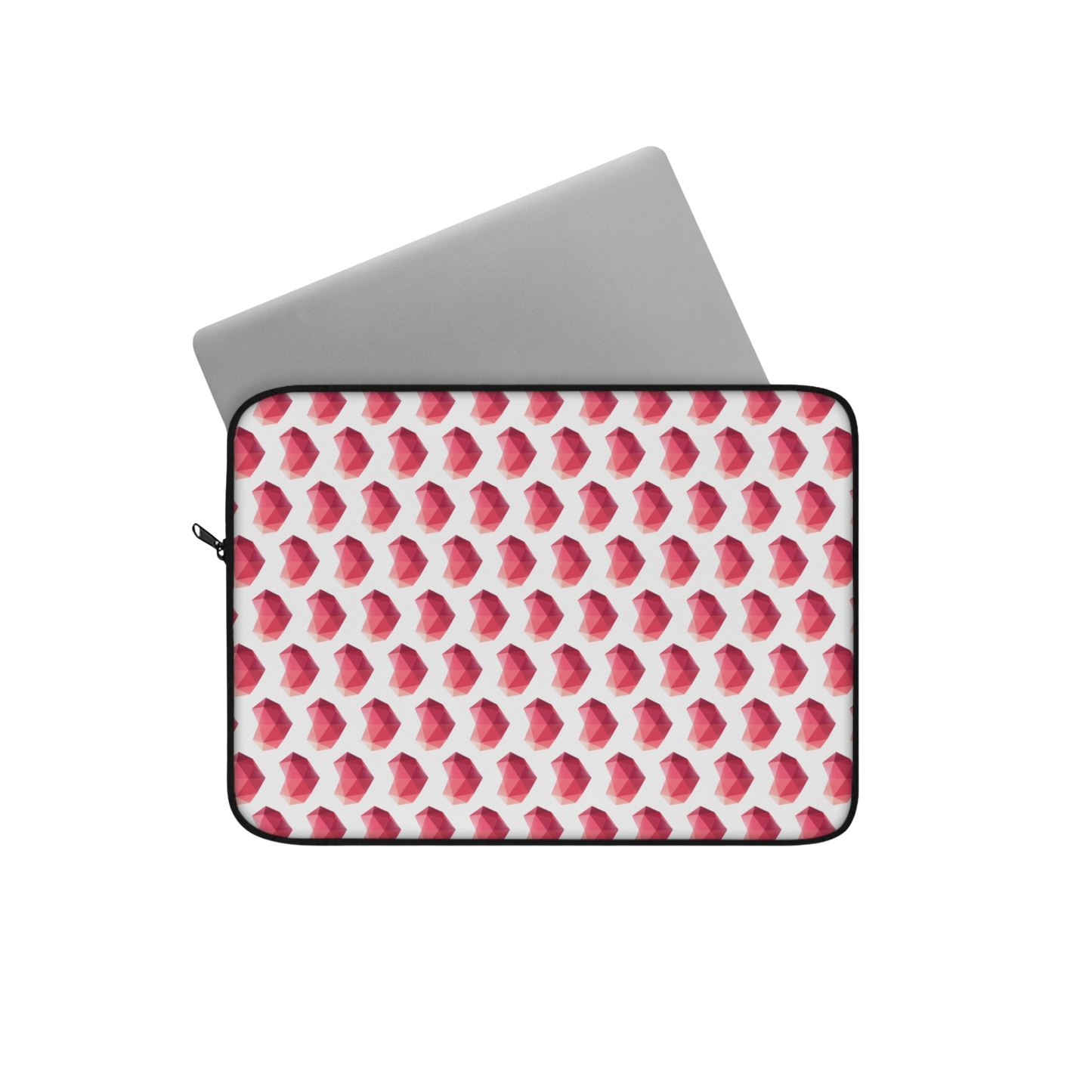 Heart gem 12" laptop sleeve with laptop partially inserted