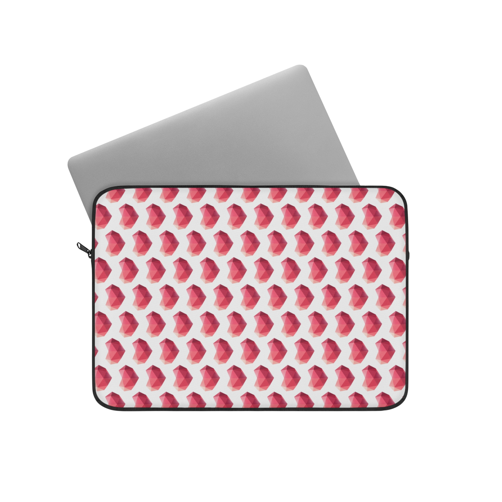 Heart gem 13" laptop sleeve with laptop partially inserted