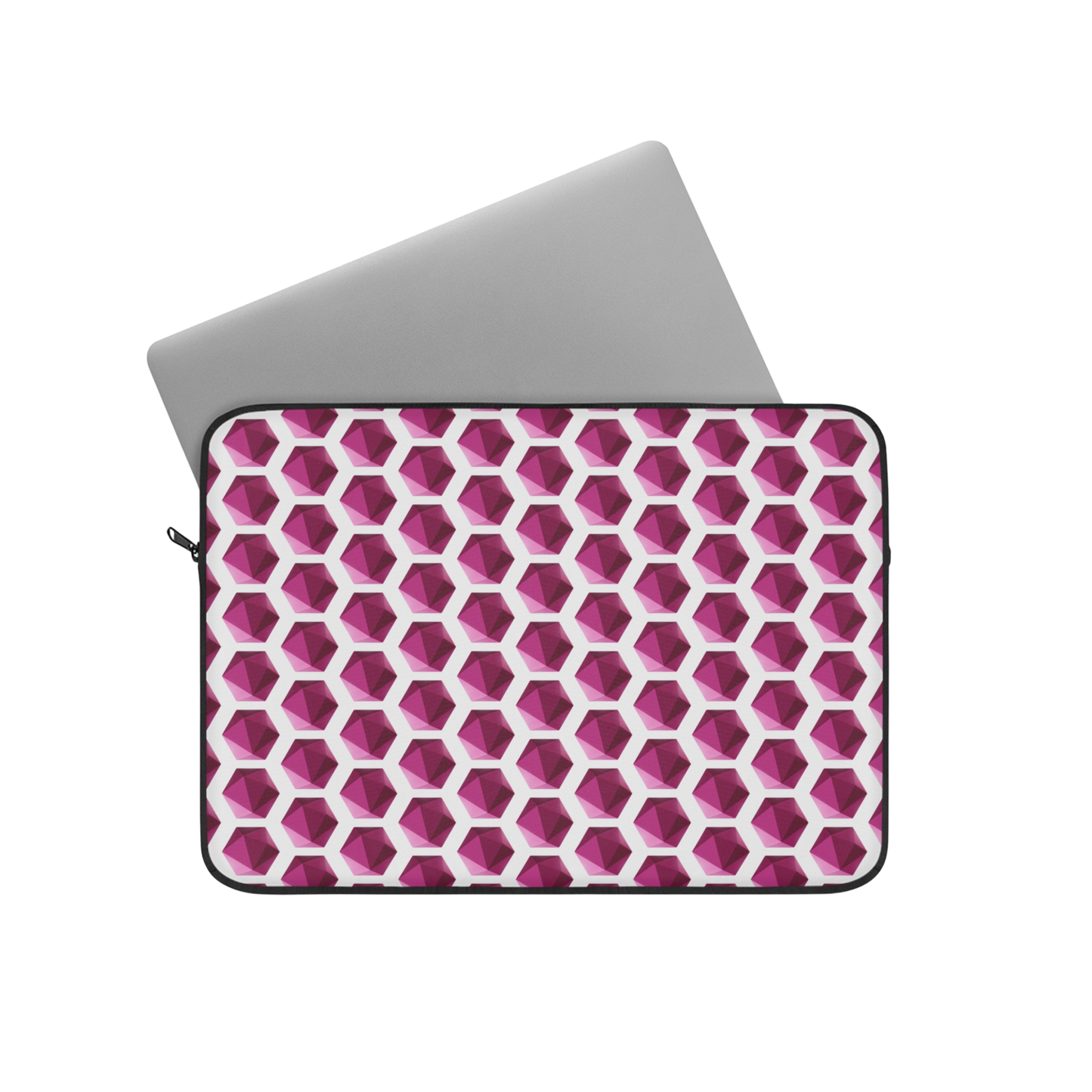 Hexagon gem 13" laptop sleeve with laptop partially inserted