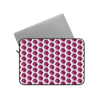 Hexagon gem 13" laptop sleeve with laptop partially inserted