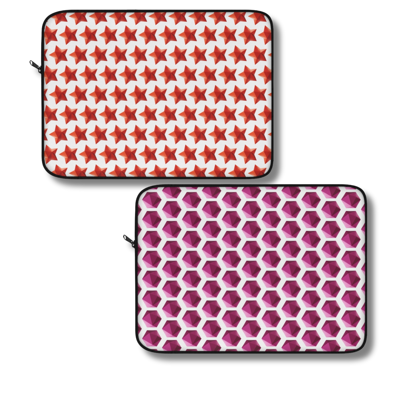 School Gems Laptop Sleeve with star and hexagon designs 