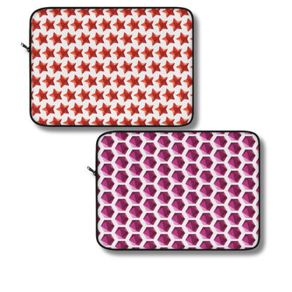 School Gems Laptop Sleeve with star and hexagon designs 