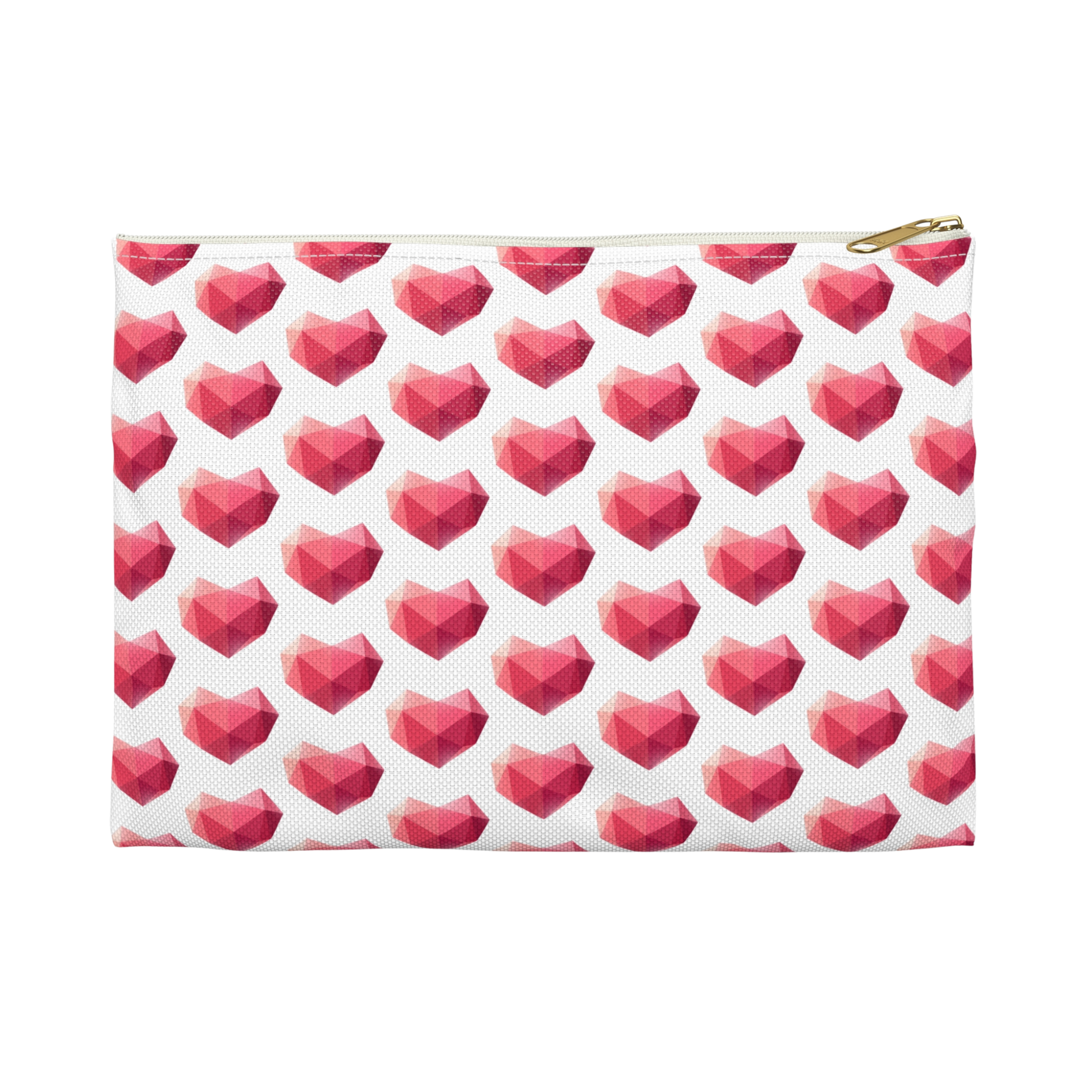 Side view of School Gems pencil bag with Heart design 