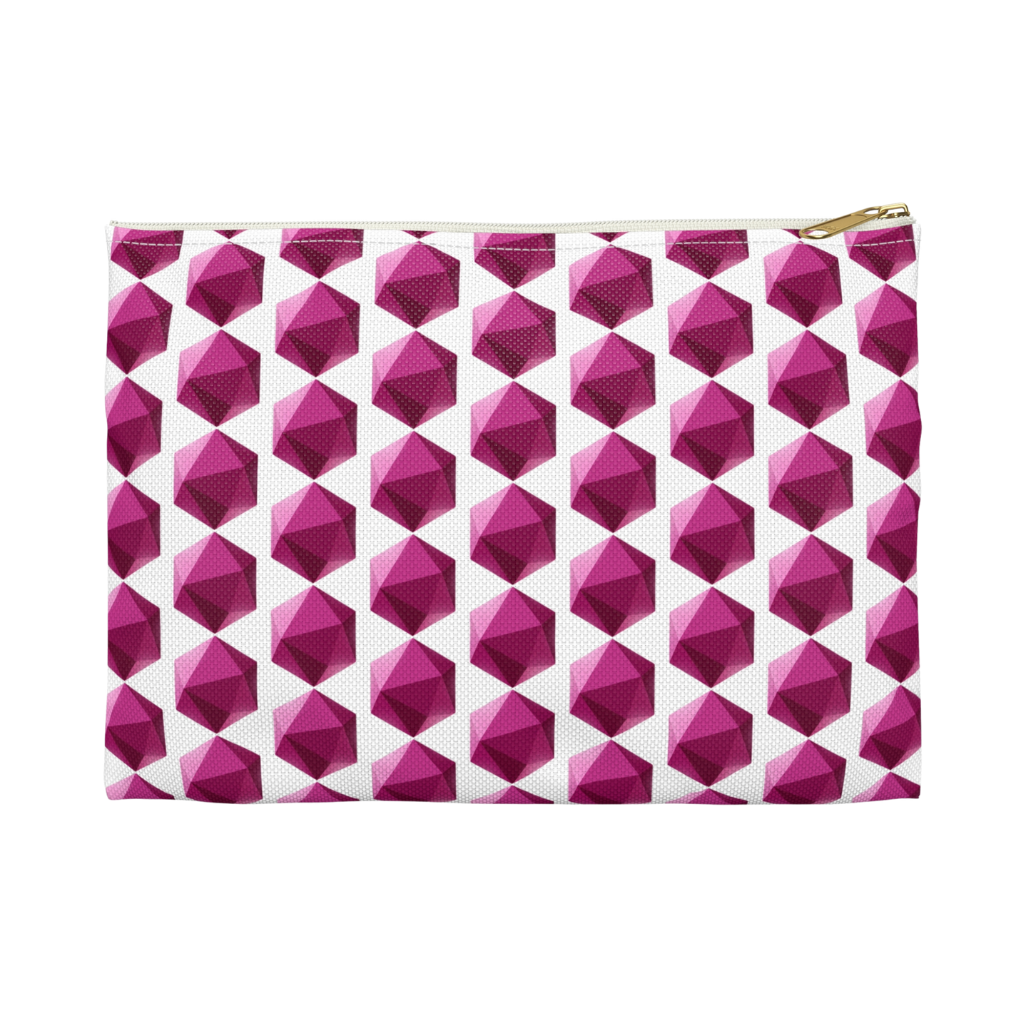 Side view of School Gems pencil bag with Hexagon design