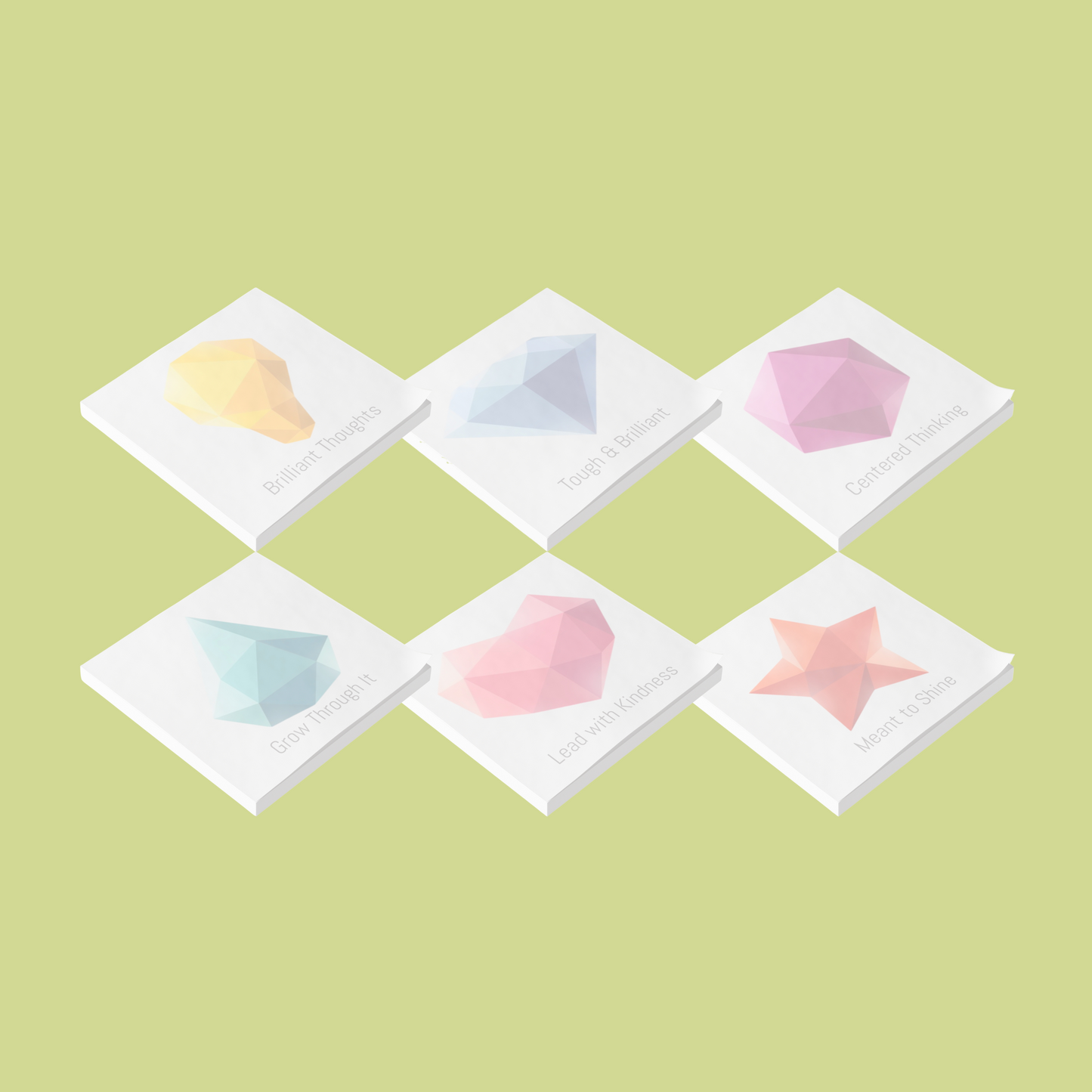 School Gems Post-it Notes set showing all six designs together