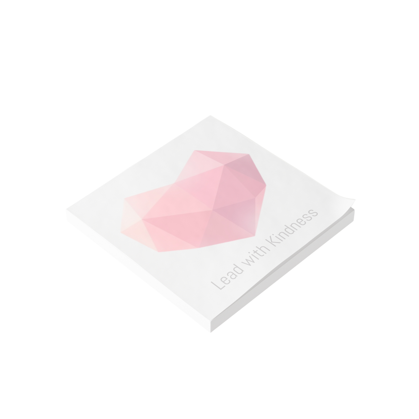 Heart gem Post-it pad stack, “Lead with Kindness” design