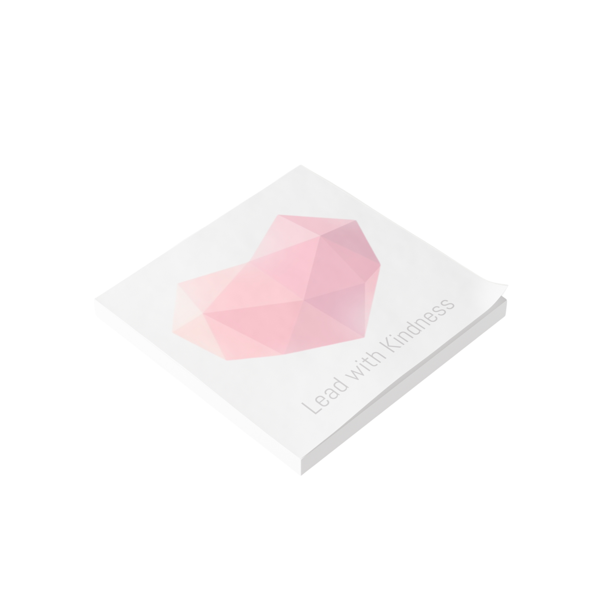 Heart gem Post-it pad stack, “Lead with Kindness” design