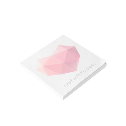 Heart gem Post-it pad stack, “Lead with Kindness” design