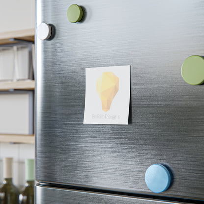 Lightbulb gem Post-it on fridge door with “Brilliant Thoughts” slogan