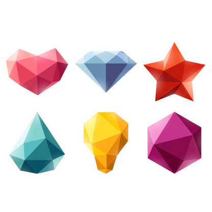 Set of colorful geometric gem shapes stickers