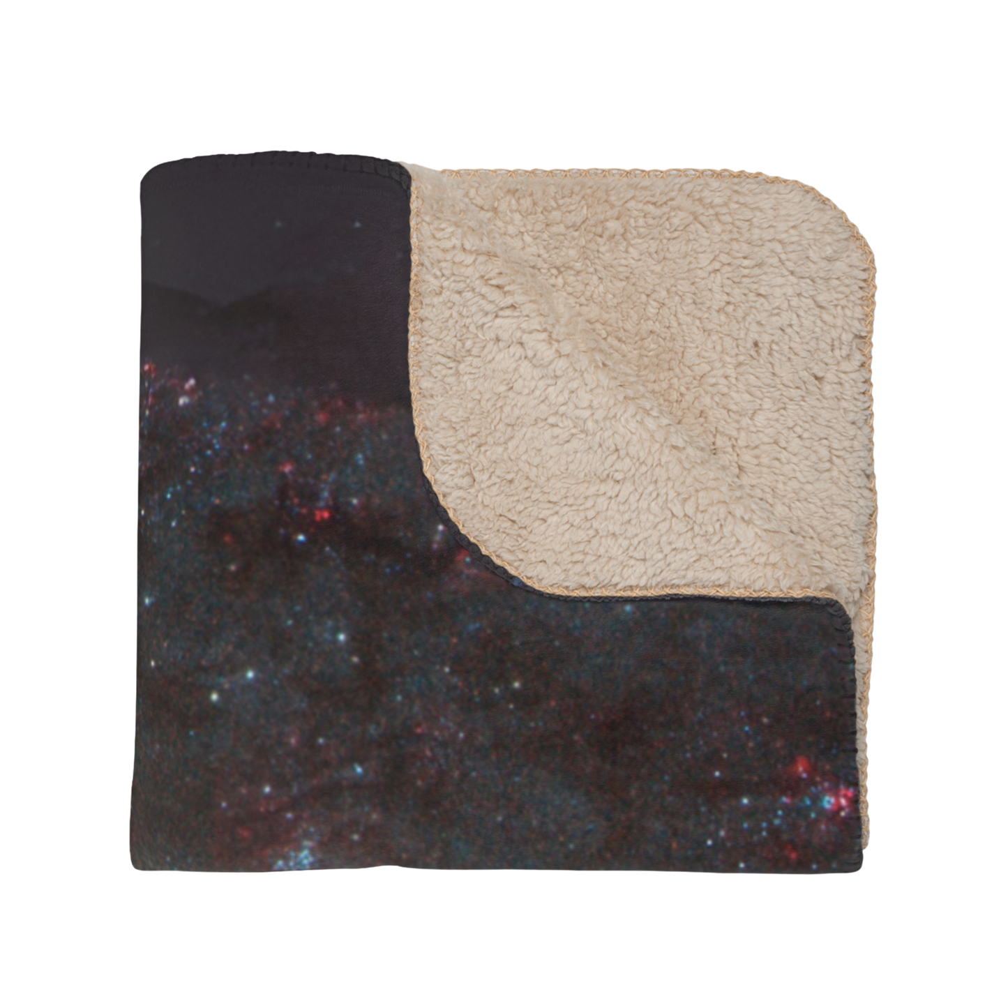 Folded 60x80 sherpa blanket showing print and fleece