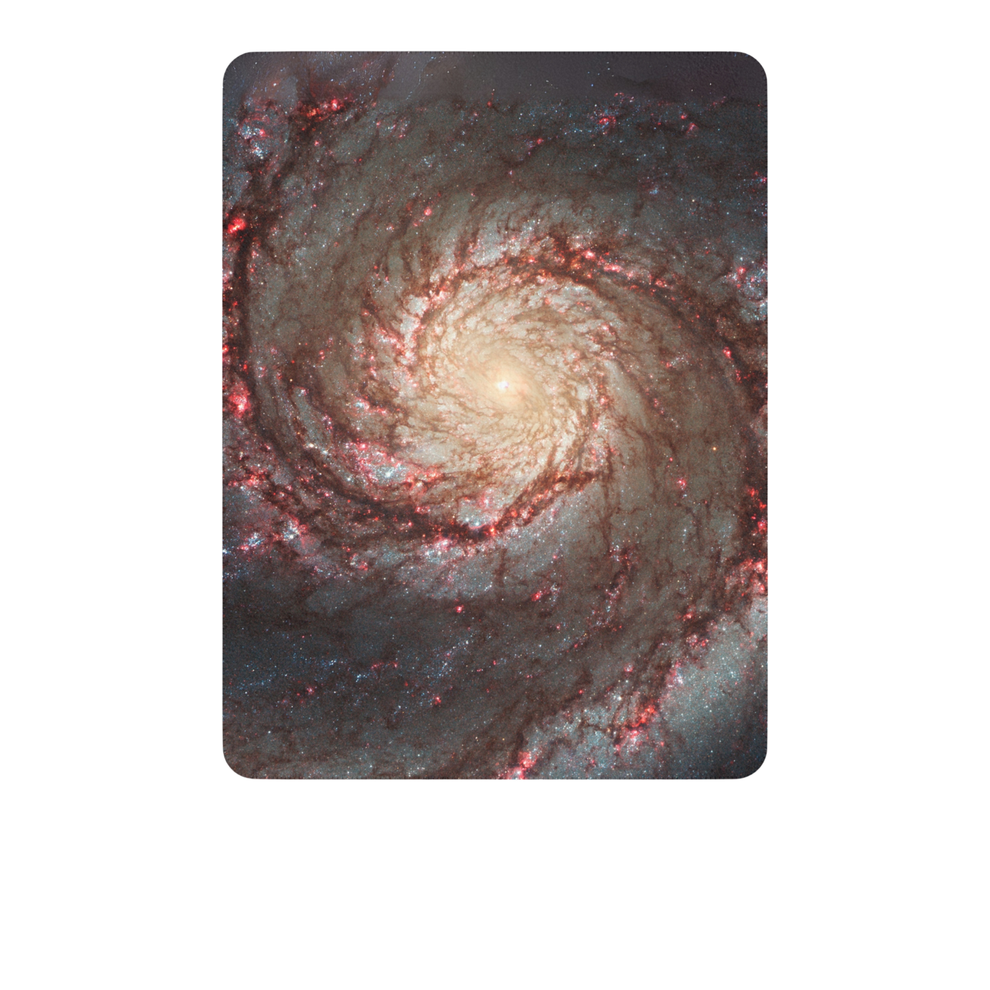 Tan sherpa blanket with galaxy design on front