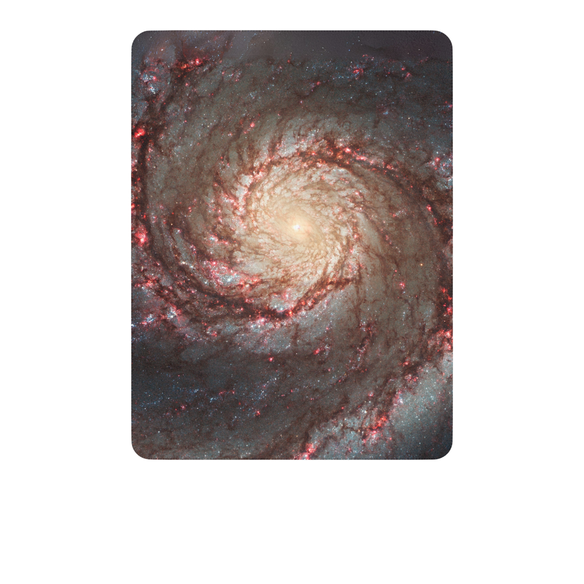 Tan sherpa blanket with galaxy design on front