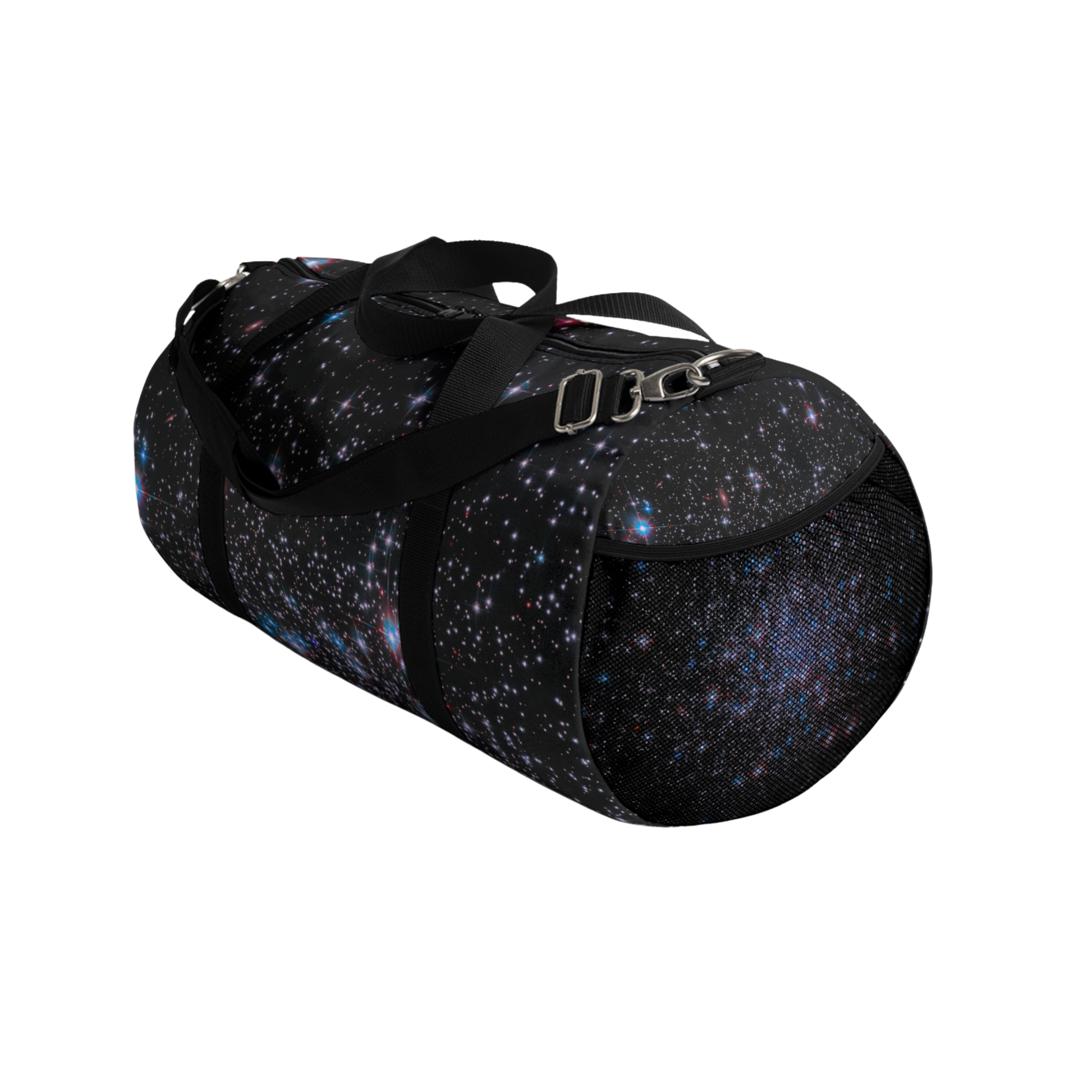 Stars Sparkle duffel showing mesh side pocket
