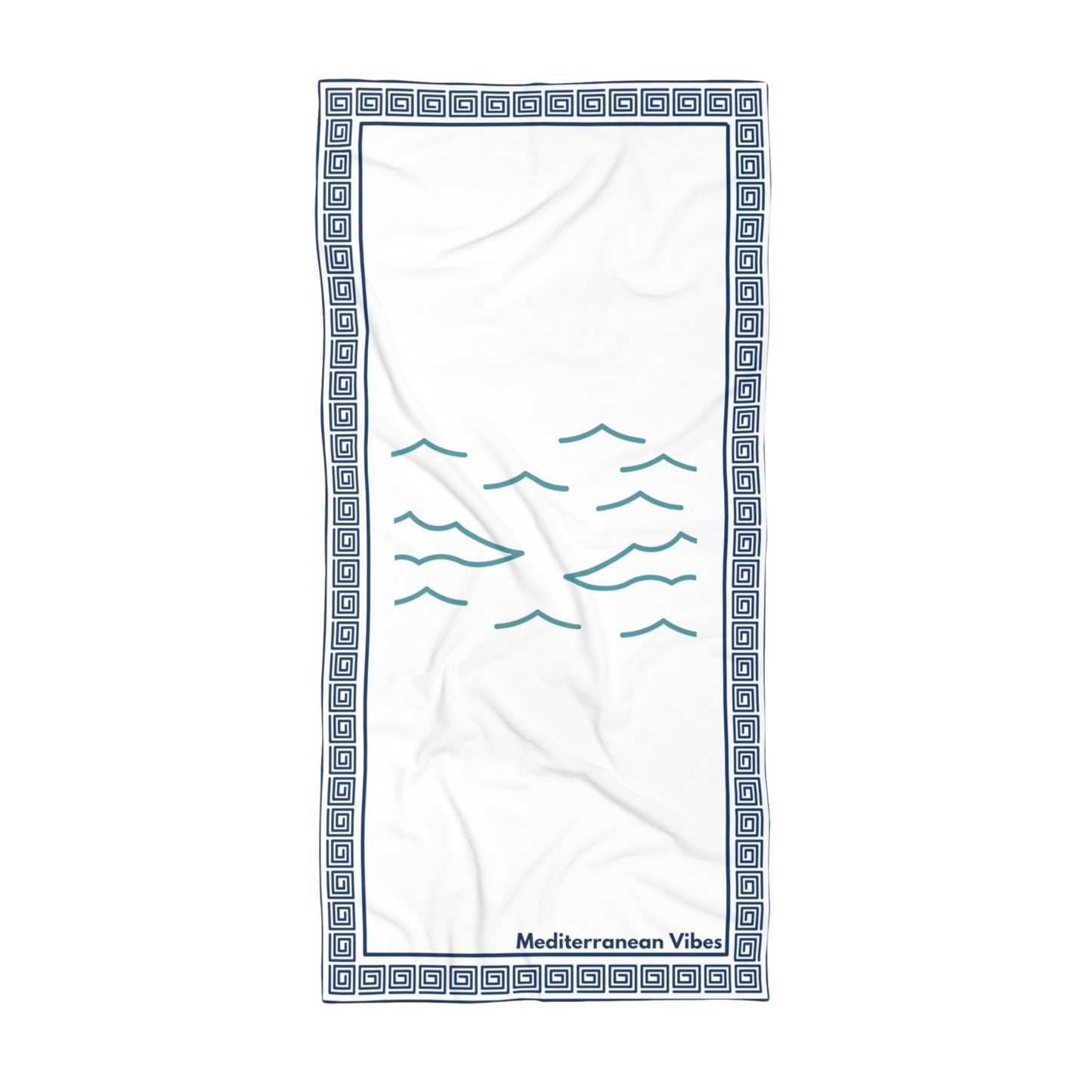 Beach towel with “Still Waters” wave pattern – Mediterranean-inspired comfort and style