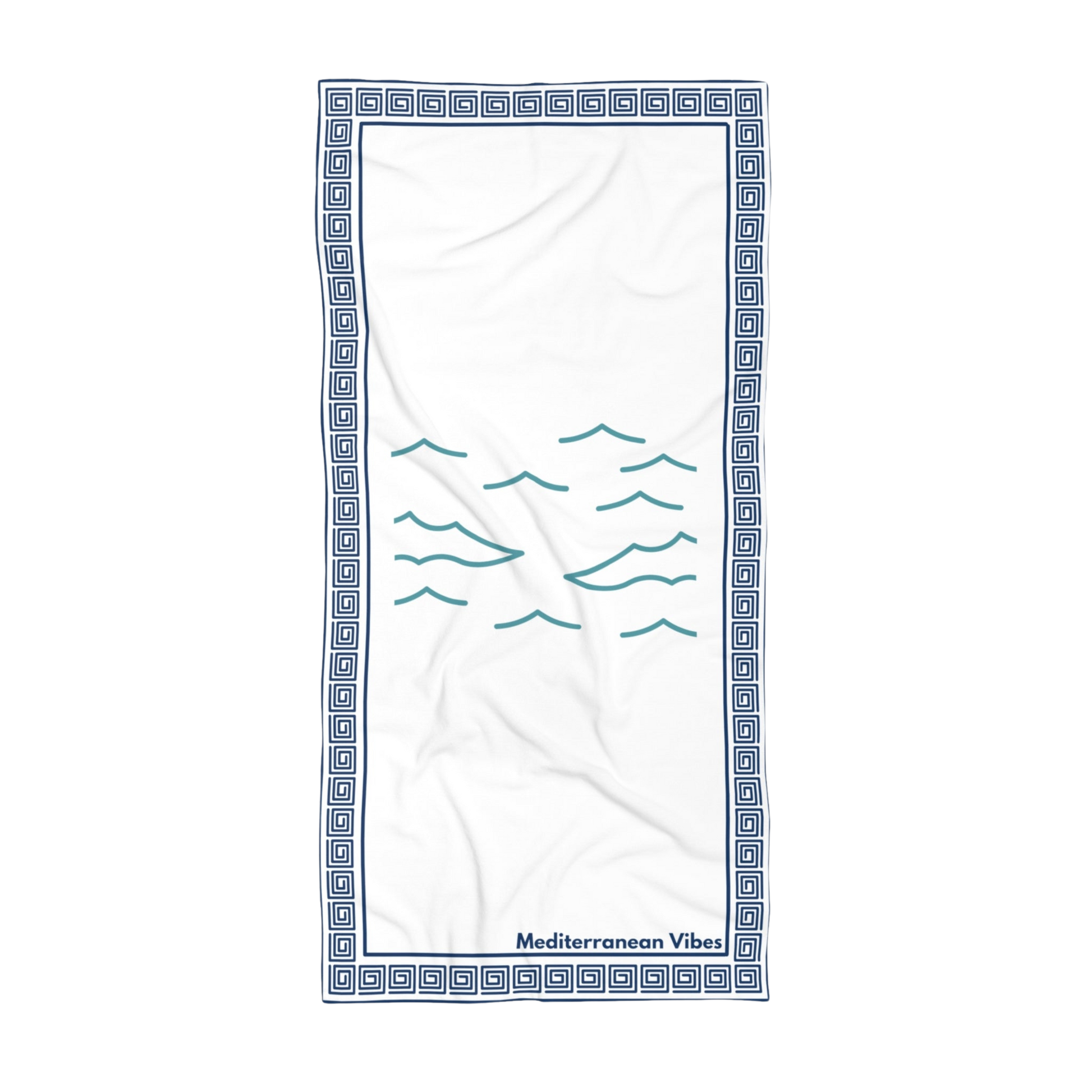 Beach towel with “Still Waters” wave pattern – Mediterranean-inspired comfort and style