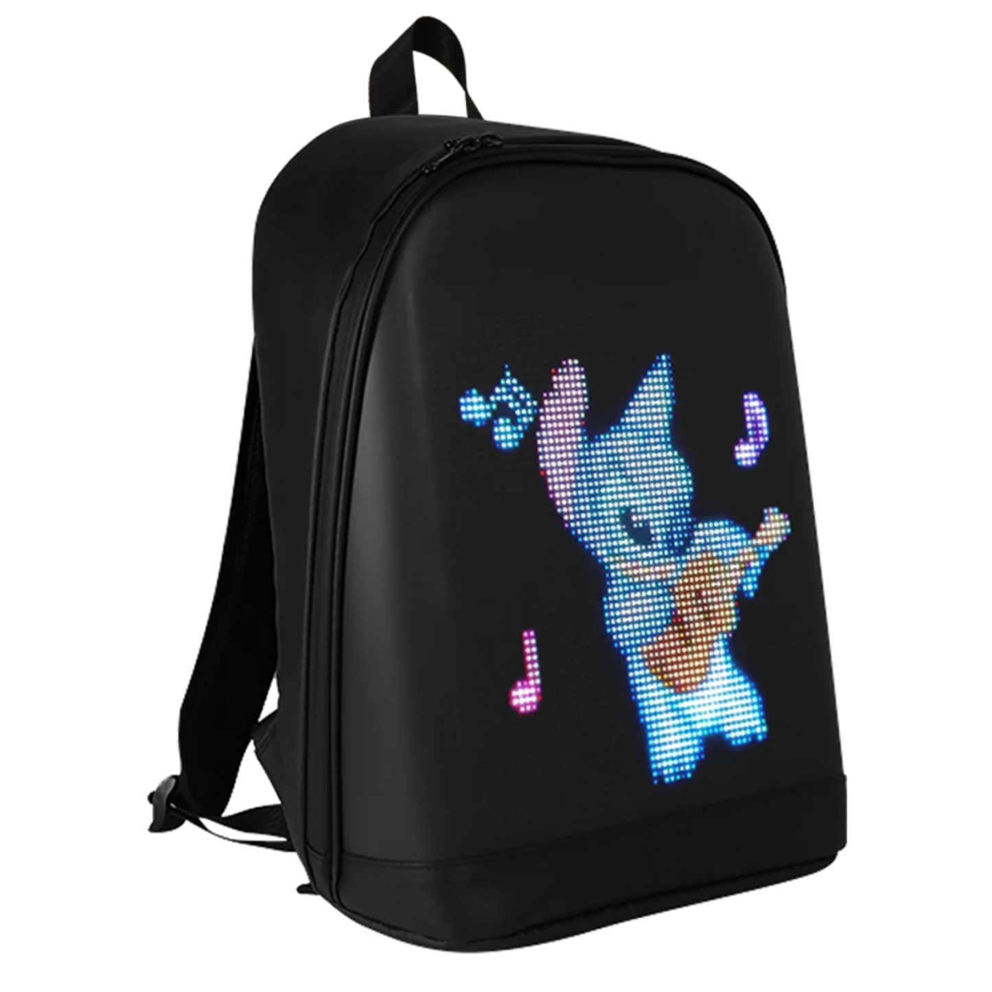 T2 LED Smart Backpack showing animated LED display on the front panel
