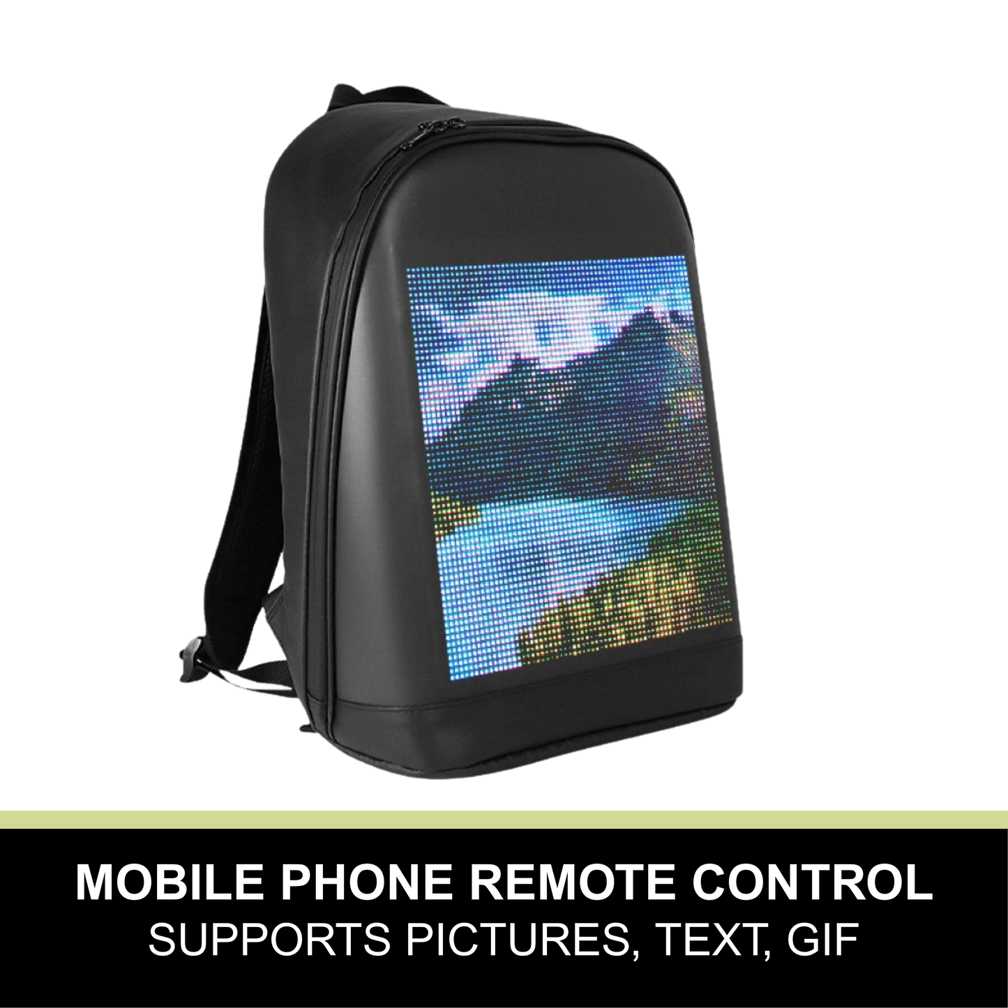  T2 backpack LED screen withmobile app control and support for pictures, text, and GIFs