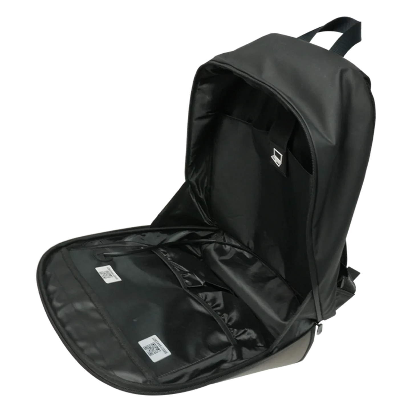 Interior view of T2 LED Smart Backpack showing spacious compartments and laptop sleeve