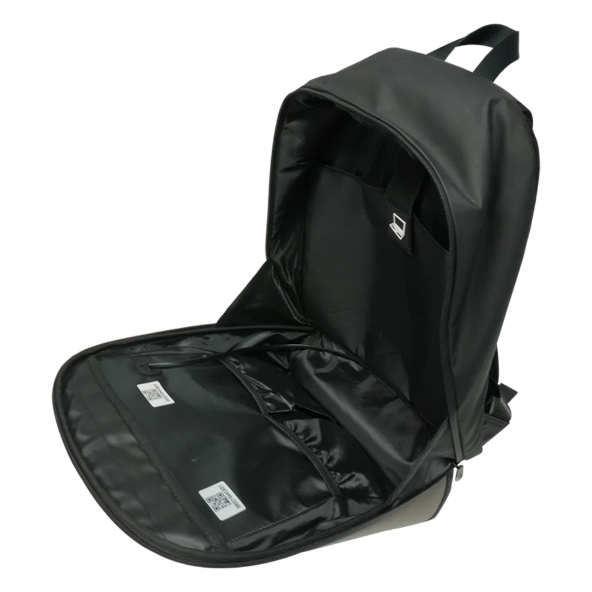 Interior view of T2 LED Smart Backpack showing spacious compartments and laptop sleeve