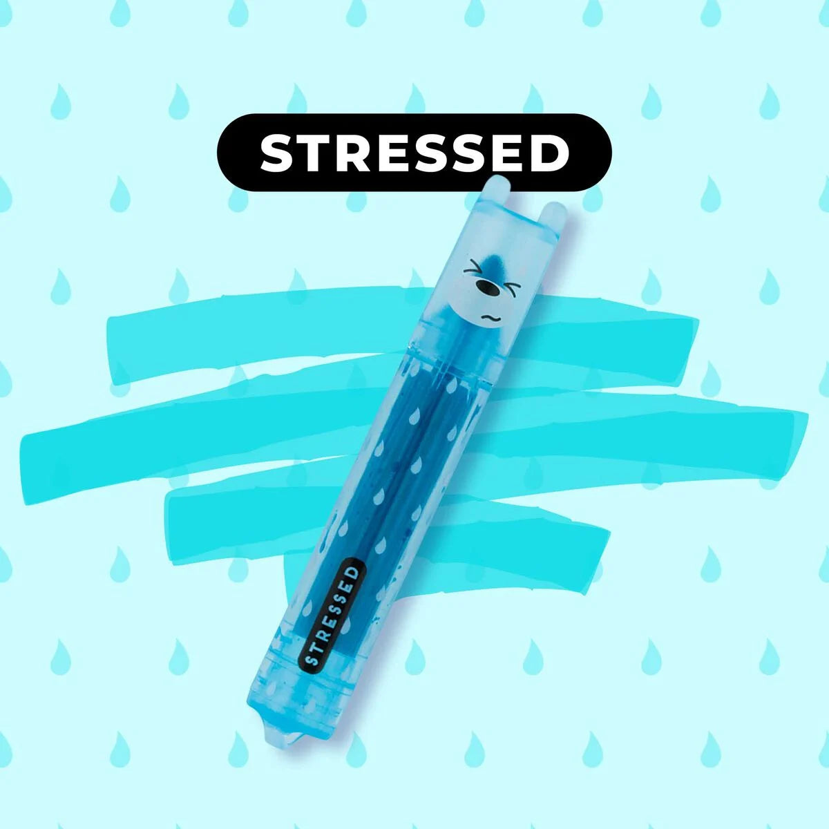 Blue Teddy’s Mood mini highlighter with squiggle – mood: stressed