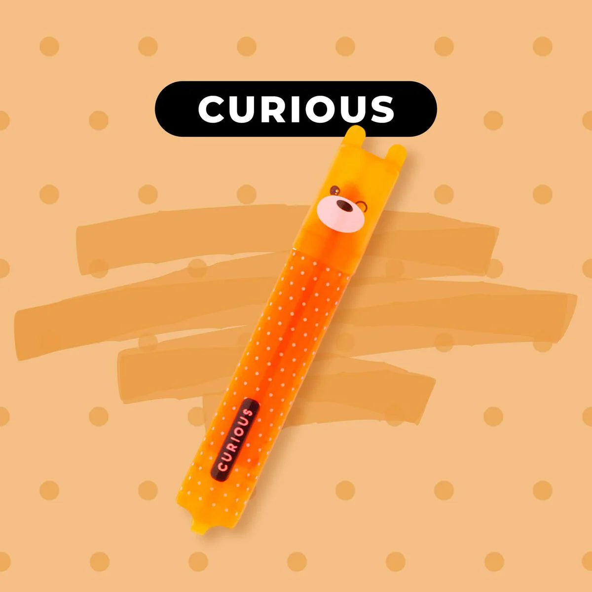 Orange Teddy’s Mood mini highlighter with squiggle – mood: curious