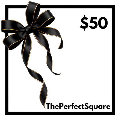 Gift card front view with minimalist square design and $50 denomination — The Perfect Square Gift Card