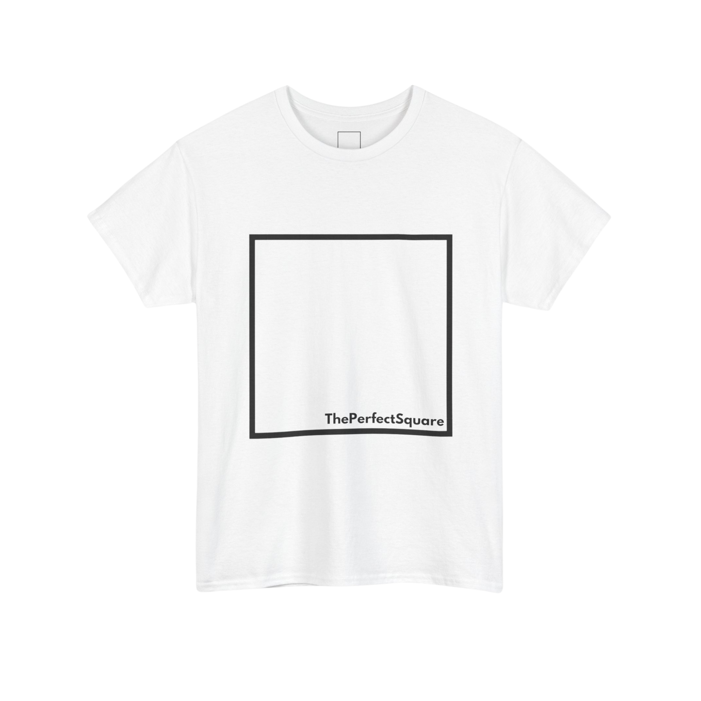 White cotton T-shirt with black square design, blank inside – The Perfect Square