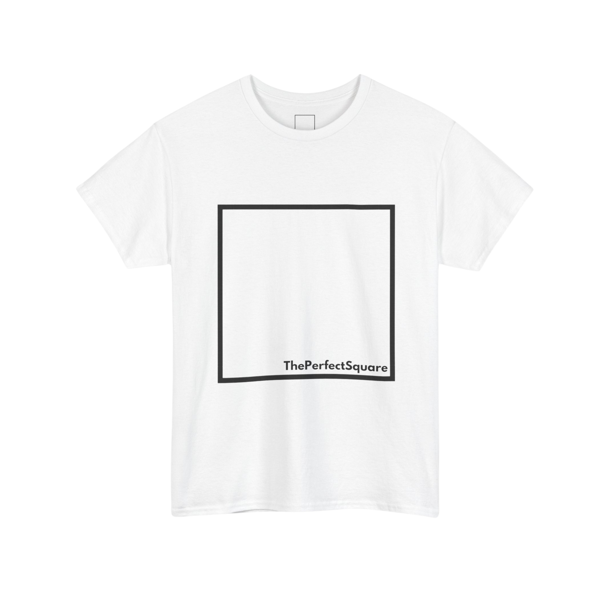 White cotton T-shirt with black square design, blank inside – The Perfect Square
