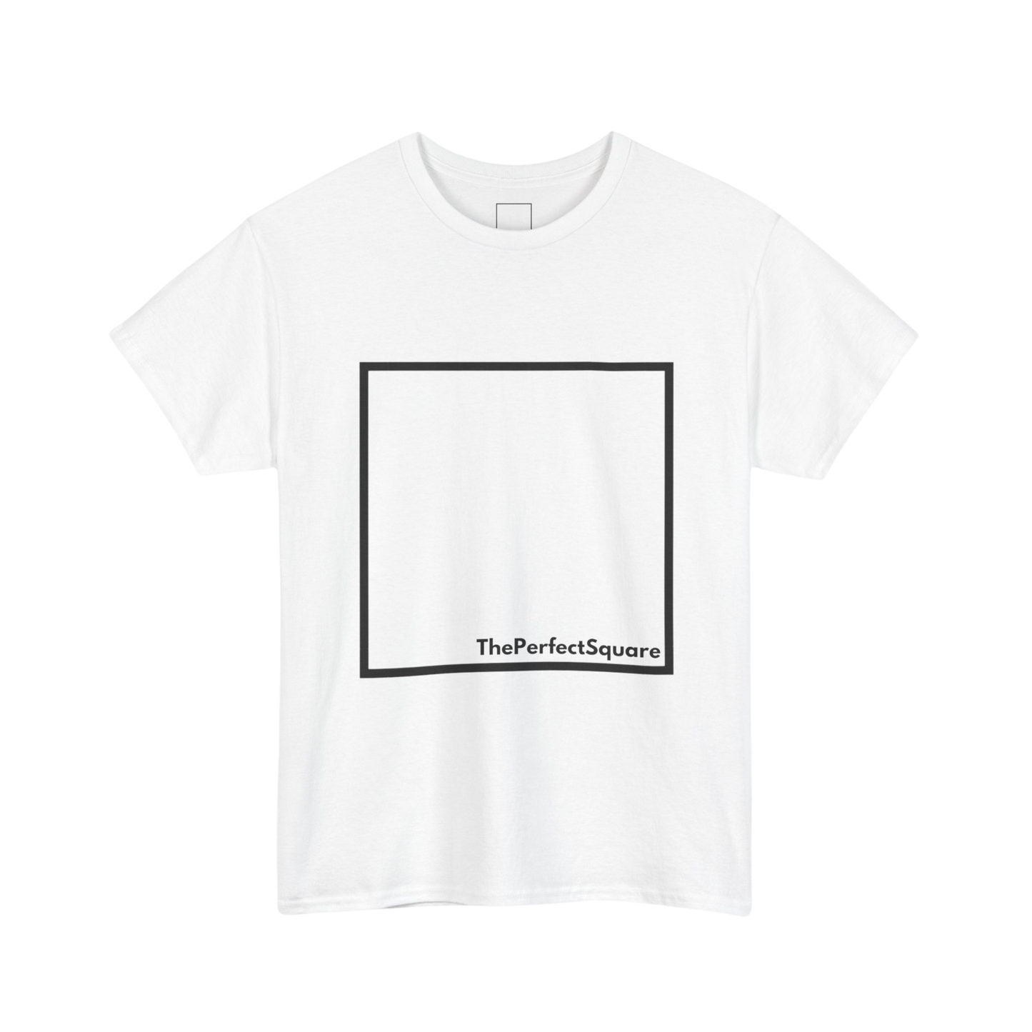 White cotton T-shirt with black square design, blank inside – The Perfect Square
