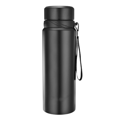 Black 1L vacuum flask in minimalist matte finish