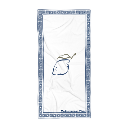 Summer towel featuring “Zest & Rest” lemon design – vibrant polyester front with soft cotton backing