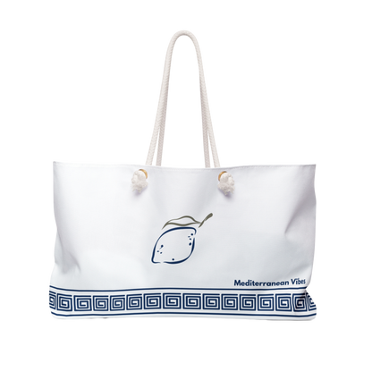 Weekender carryall featuring “Zest & Rest” lemon-inspired design – perfect for travel and summer outings